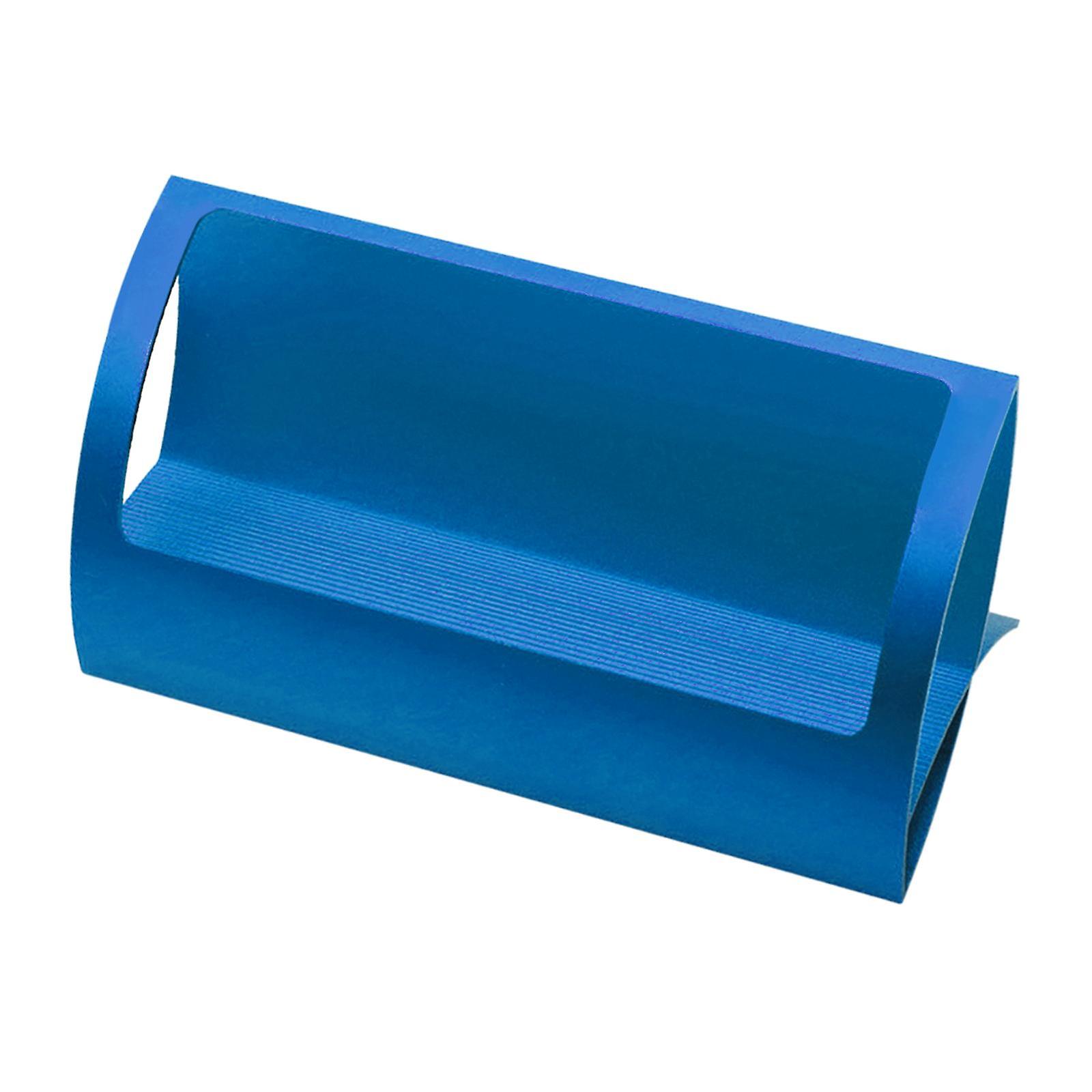 Stylish Aluminum Alloy Desktop Q Shape Business Card Holder For Tradeshows Blue