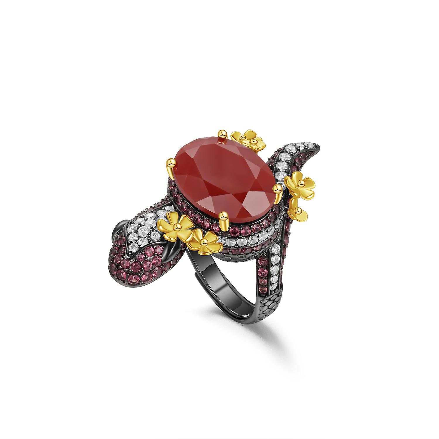 925 Silver Natural Gemstone Dark Series Couple Ring