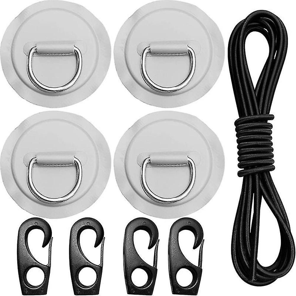 Pad Eye Cord Kit,d-ring +bungee Shock Cord+hooks-deck Lashing Ring With Plate For Boat Kayak Access