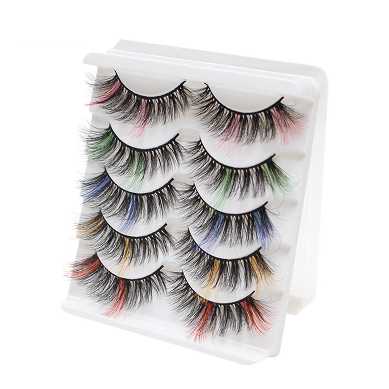 5 Pairs Colorful Curling False Eyelashes Charm Looking Curling Up Eyelashes