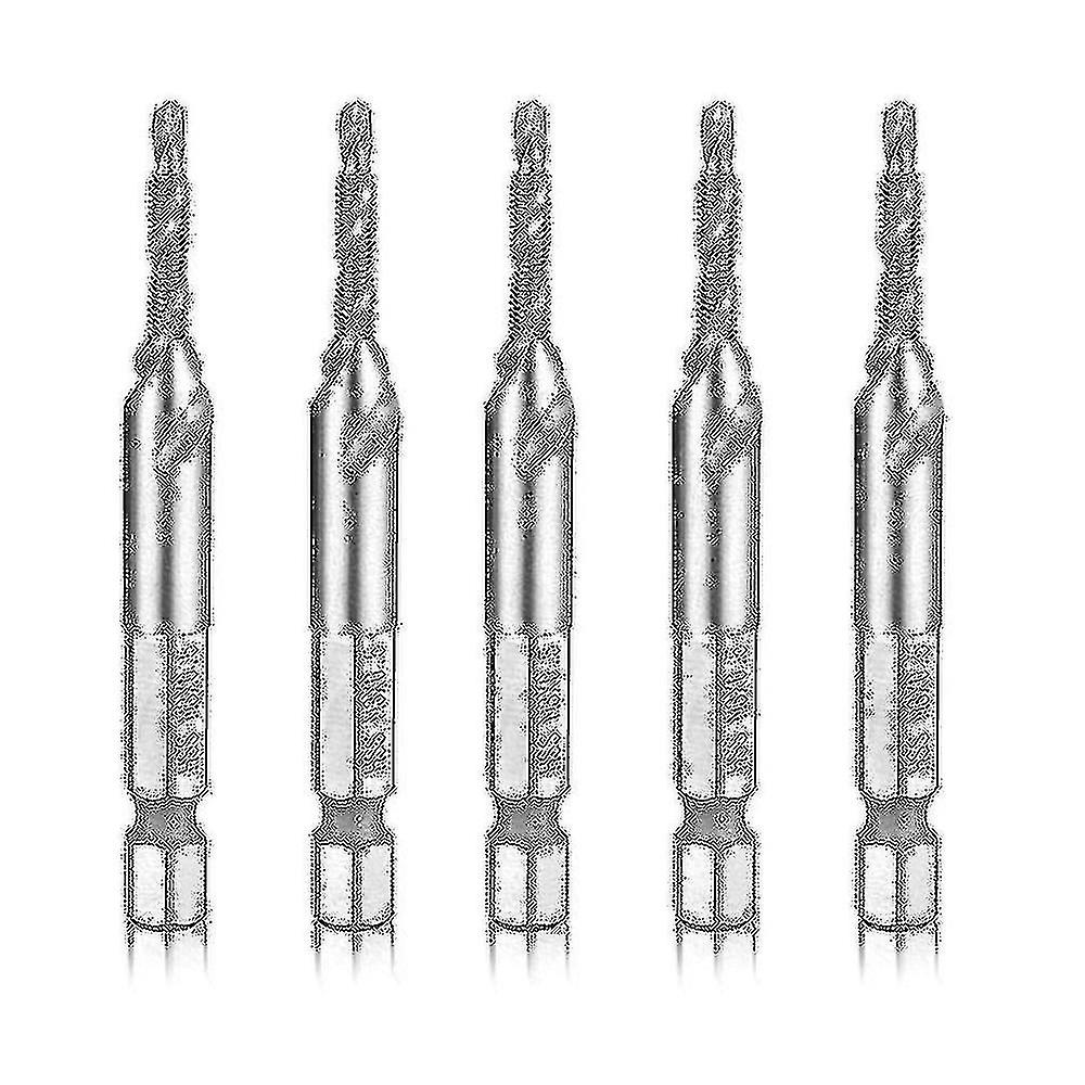 5 Pcs M 3 X 0.5 Metric Hss 4341 Combination Drill And Tap Bit With 1/4inch Hex For Wood Plastic