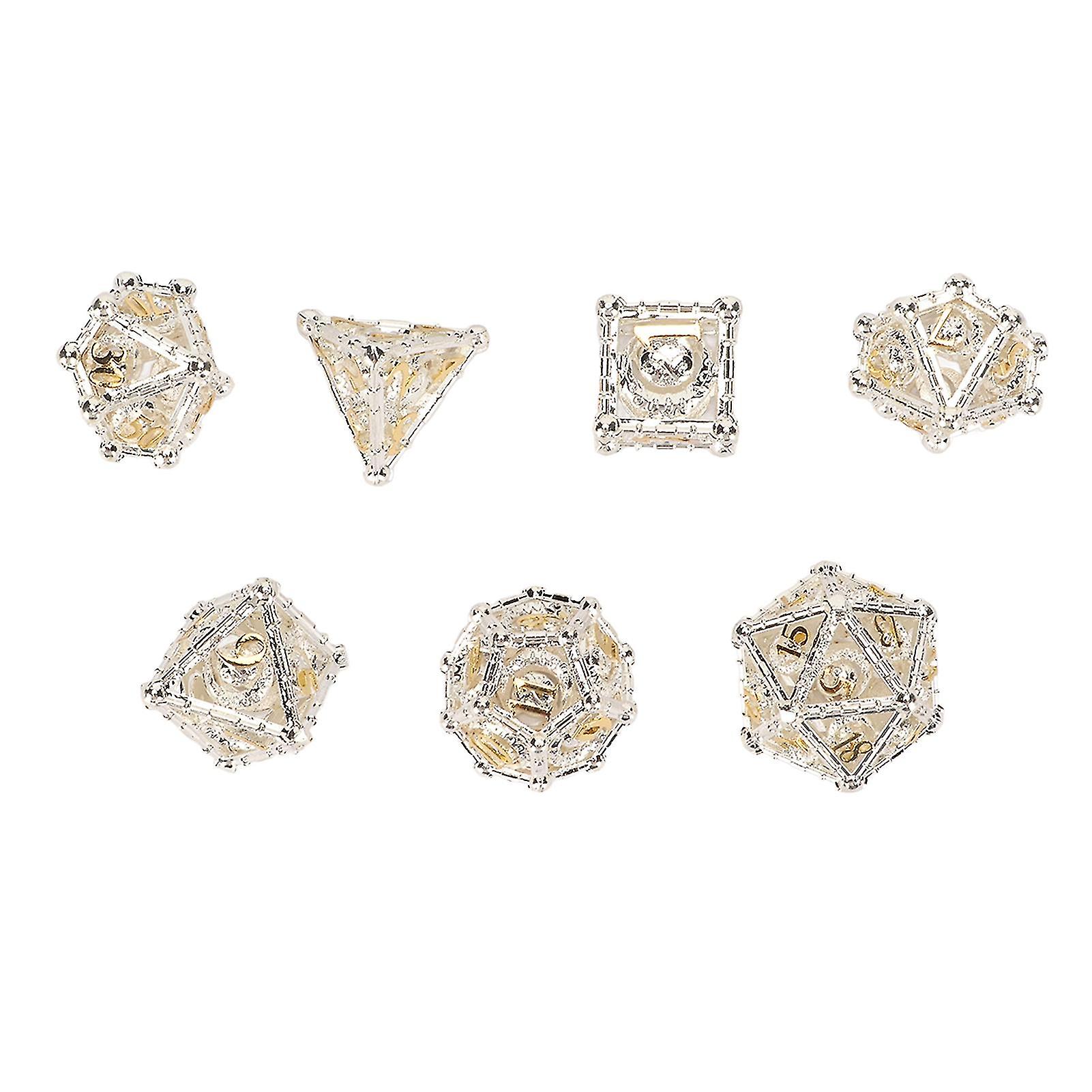 7Pcs Multi Sided Dice Set Comfortable Hand Feeling Strong Wear Resistant Hollow Polyhedral Dice Kit