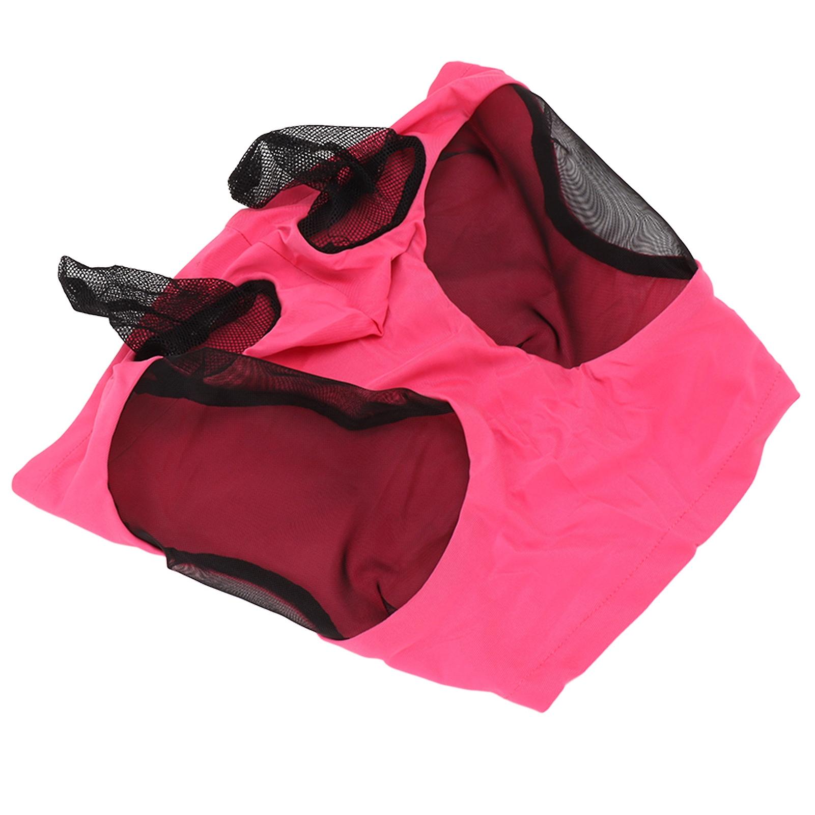 Horse Mesh Fly Mask Horse Mesh Fly Mask Breathable Elastic Horse Face Mask with Ears Protection Riding Equestrian Equipment Rose Red