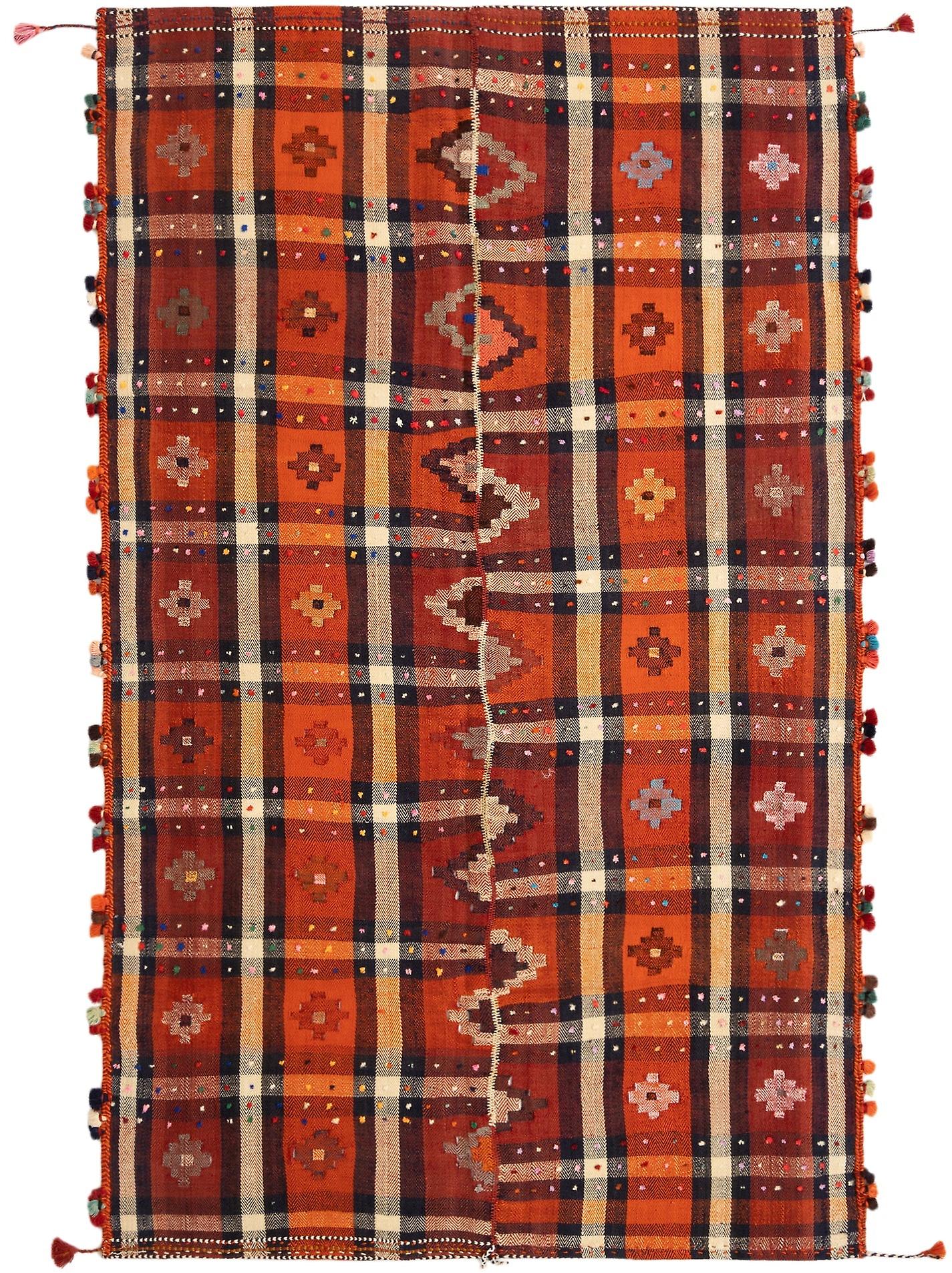 Hadorn Jajim old 152x245 with Orange Hand Woven Central Asia Rug