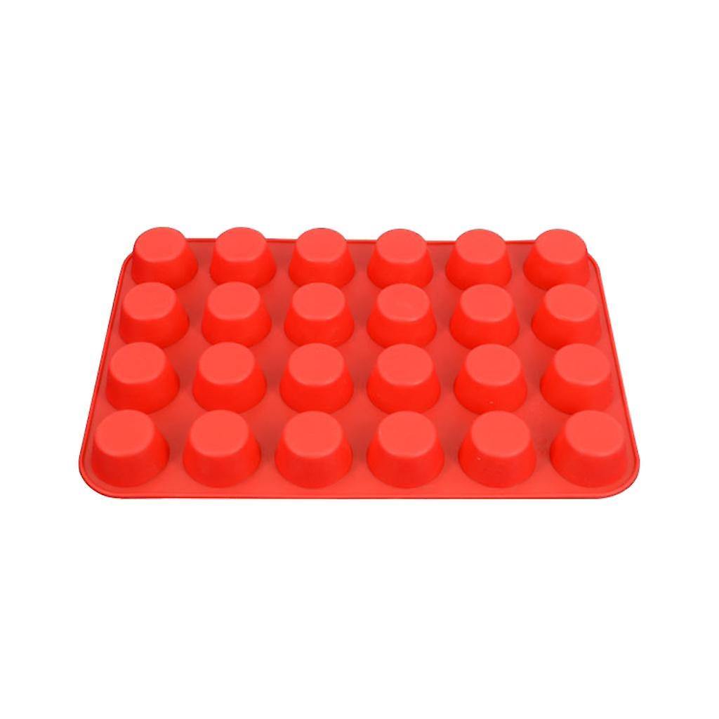 Bakeware 24-Cup Muffin Pan Silicone Non-stick Cupcake Baking Kitchen Red