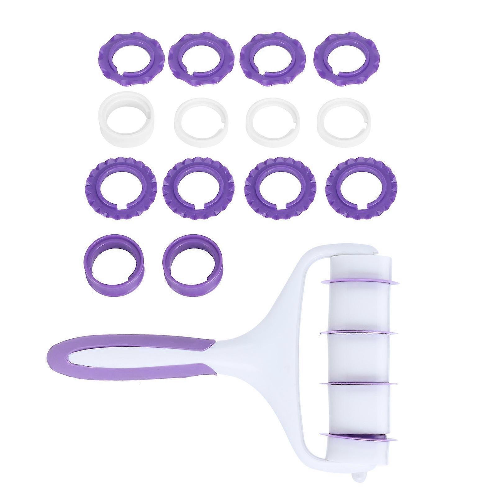 Cake Edge Decoration Set Rolling Cutter Fondant Decorating Tool Cookie Cutter Embossed Pattern Plastic Material 9 Detachable Wheels for Professional B