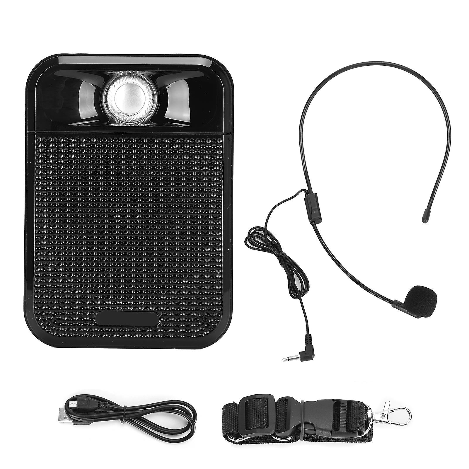 Portable Voice Amplifier Rechargeable Microphone Loudspeaker Radio Support Memory CardBlack