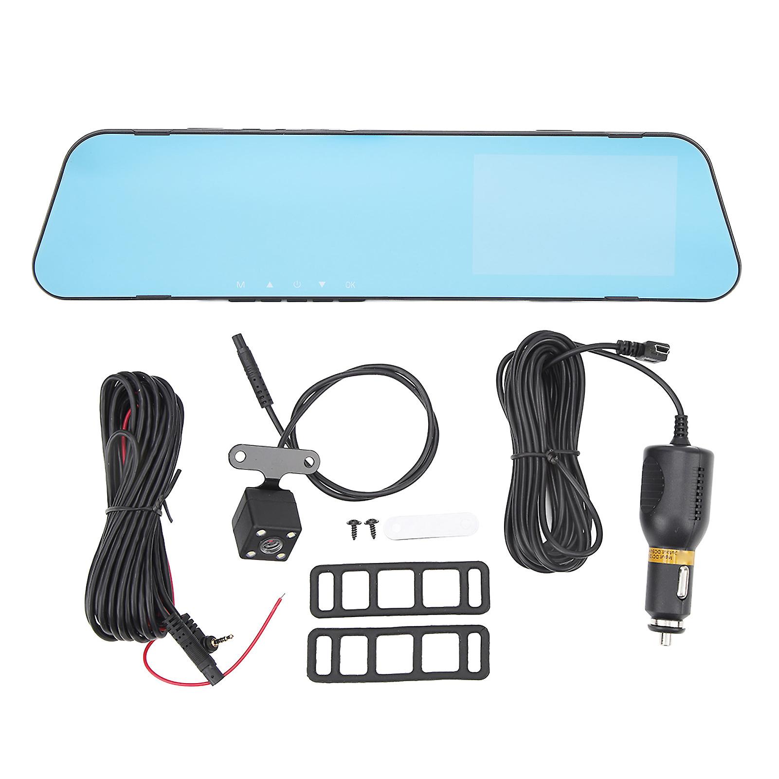 Rearview Mirror Dash Camera 1080P 4.0 Inch Dual Lens Anti Glare Electronically Stabilized Image Large Screen Display for Car With 16g Memory Card