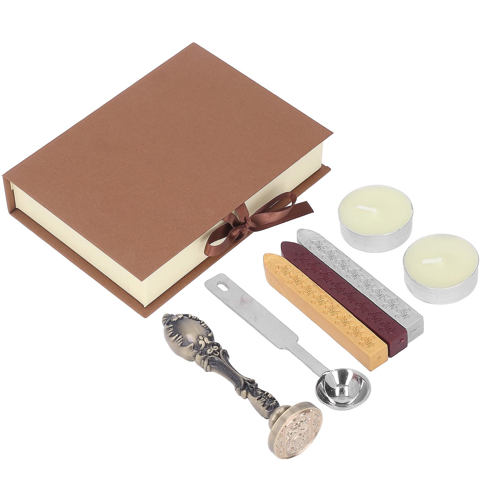 Wax Seal Stamp Kit Retro Style Easy Operation Clear Pattern Wide Application Wax Stamp Seal for Card Scrapbook DIY