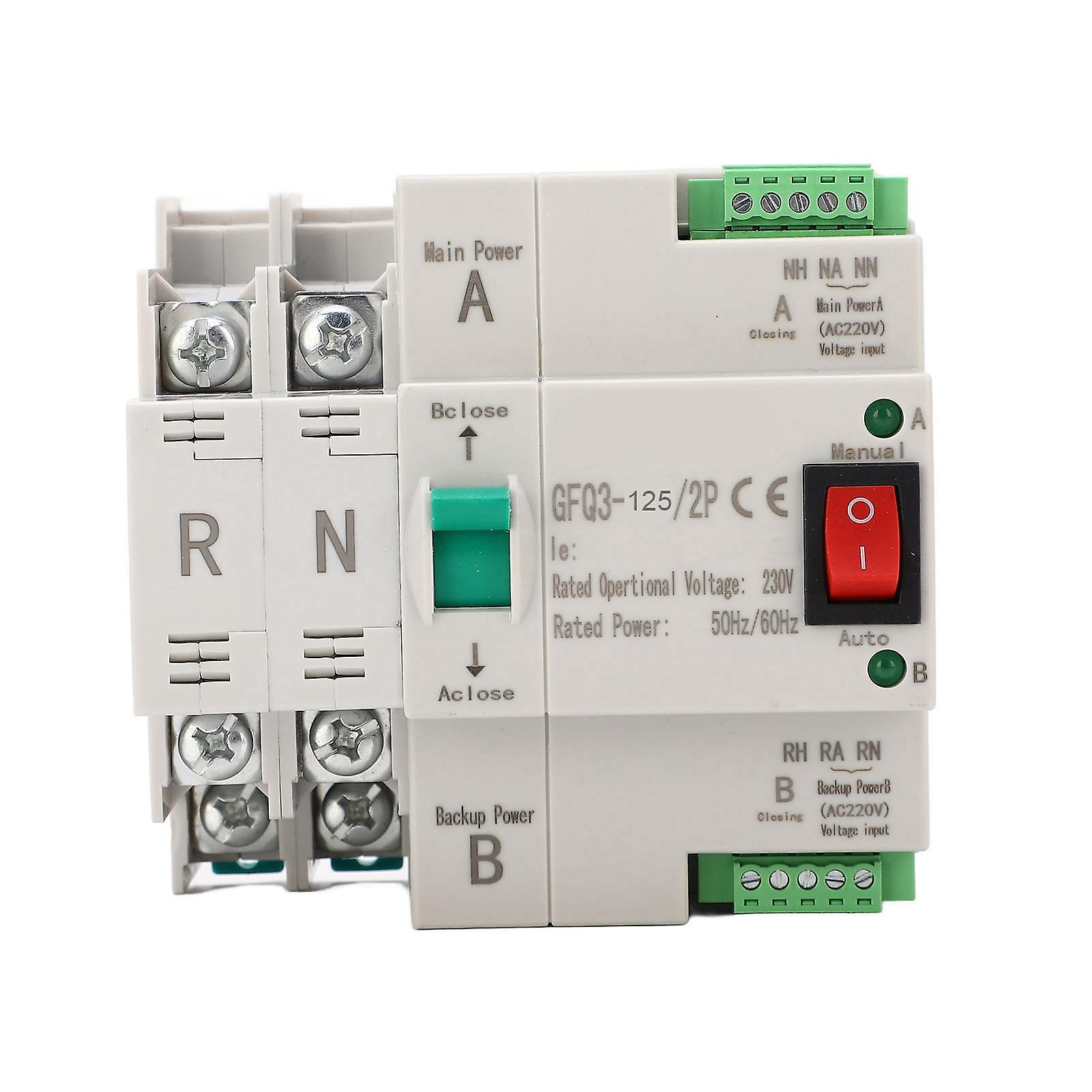 Dobbel strøm automatisk overføringsbryter 2P Rask Bytte PC AC 230V for hjemmefabrikk