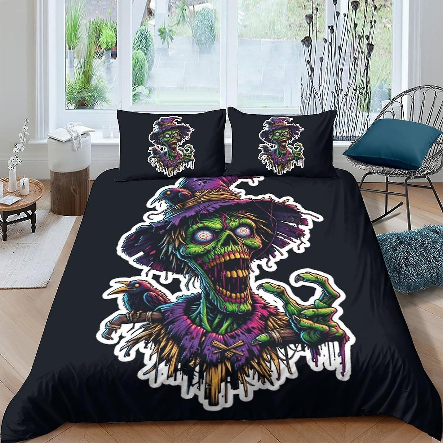 ARIJORJA skelett 3D mörkt påslakanset100% mikrofiber mörkt sängkläder set med kudde Shams 3PCS sängkläder King