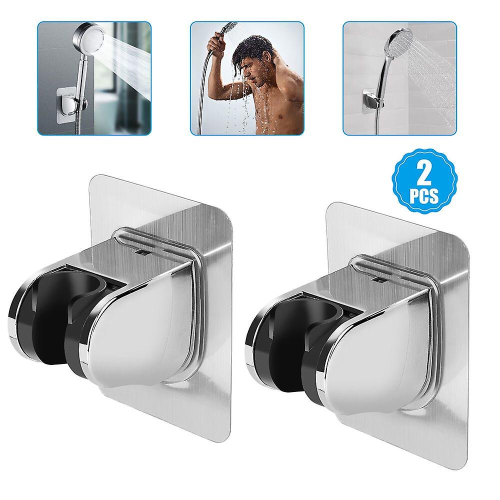 2PCS Bathroom Shower Head Holders Self-adhesive Wall Mounted Adjustable Bra
