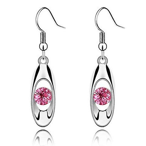Water Drop Crystal Dangle Earring Pink