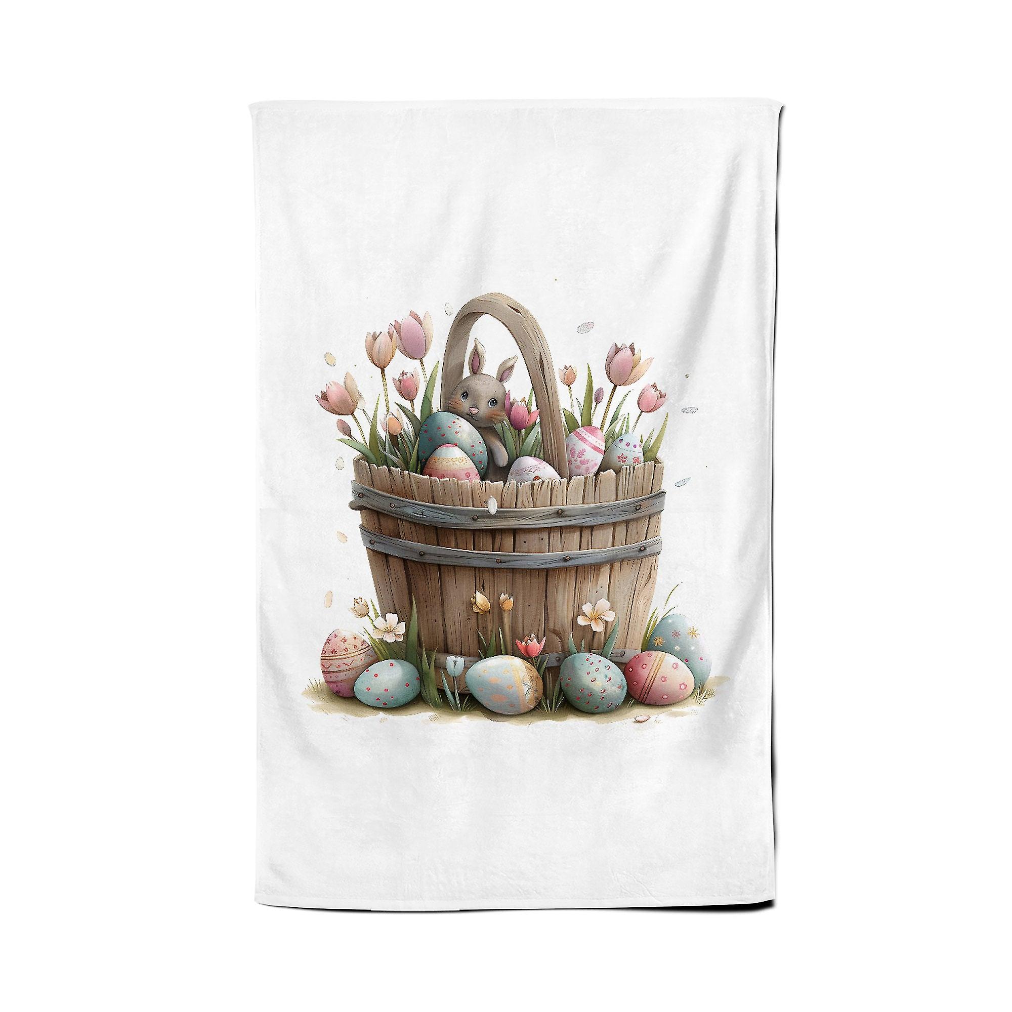 Watercolour Sweet Easter Basket Tea Towel