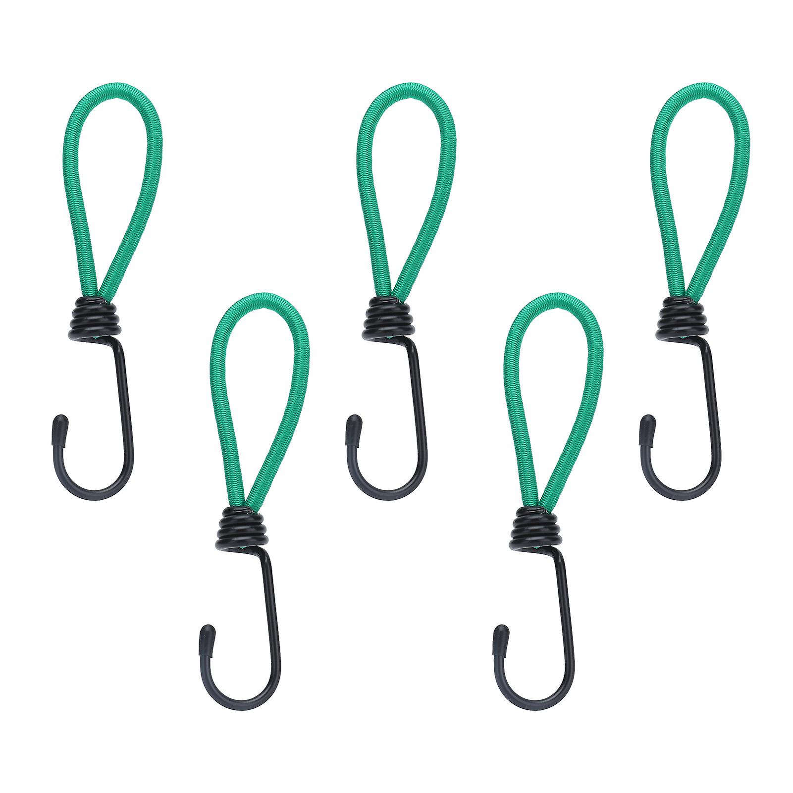 5pcs Canopy Hooks Multifunctional Portable Green Elastic Rope Buckles for Outdoor Camping Canopy Tent Fixing
