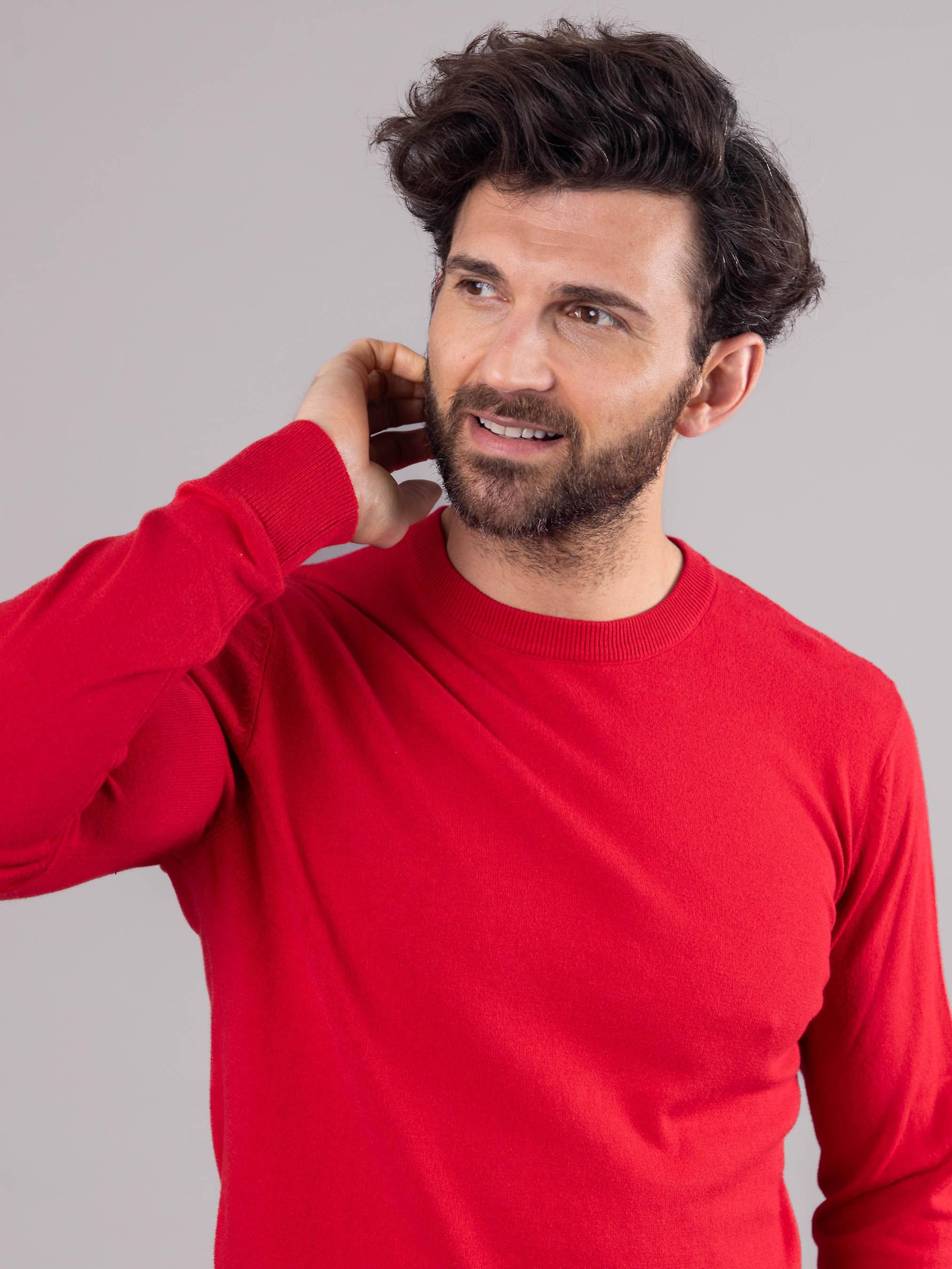 Wilson Cotton Crew Neck Jumper in Red