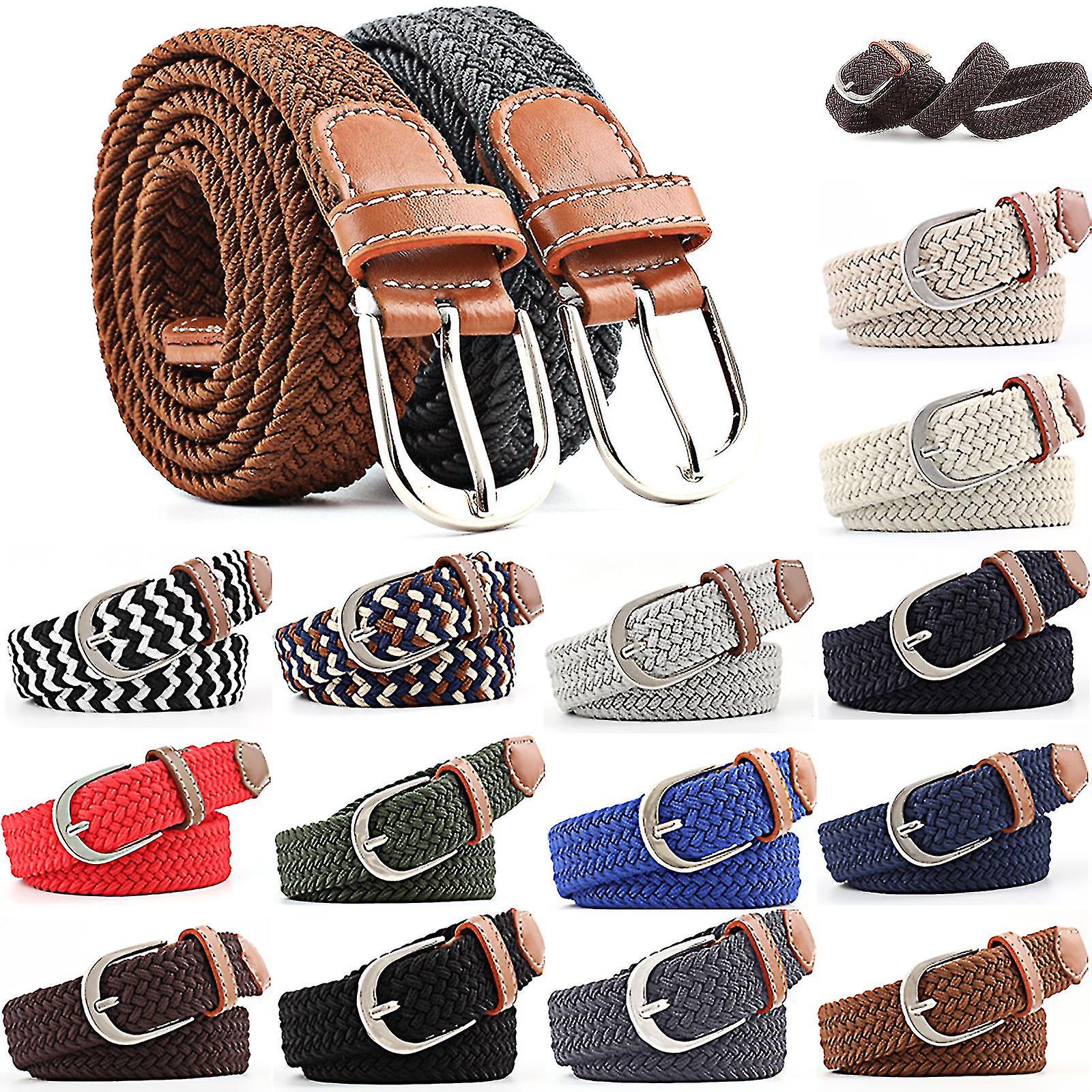 Unisex Elastisk Webbing Flettet Stretch Plaited Vevde Spenner Belter