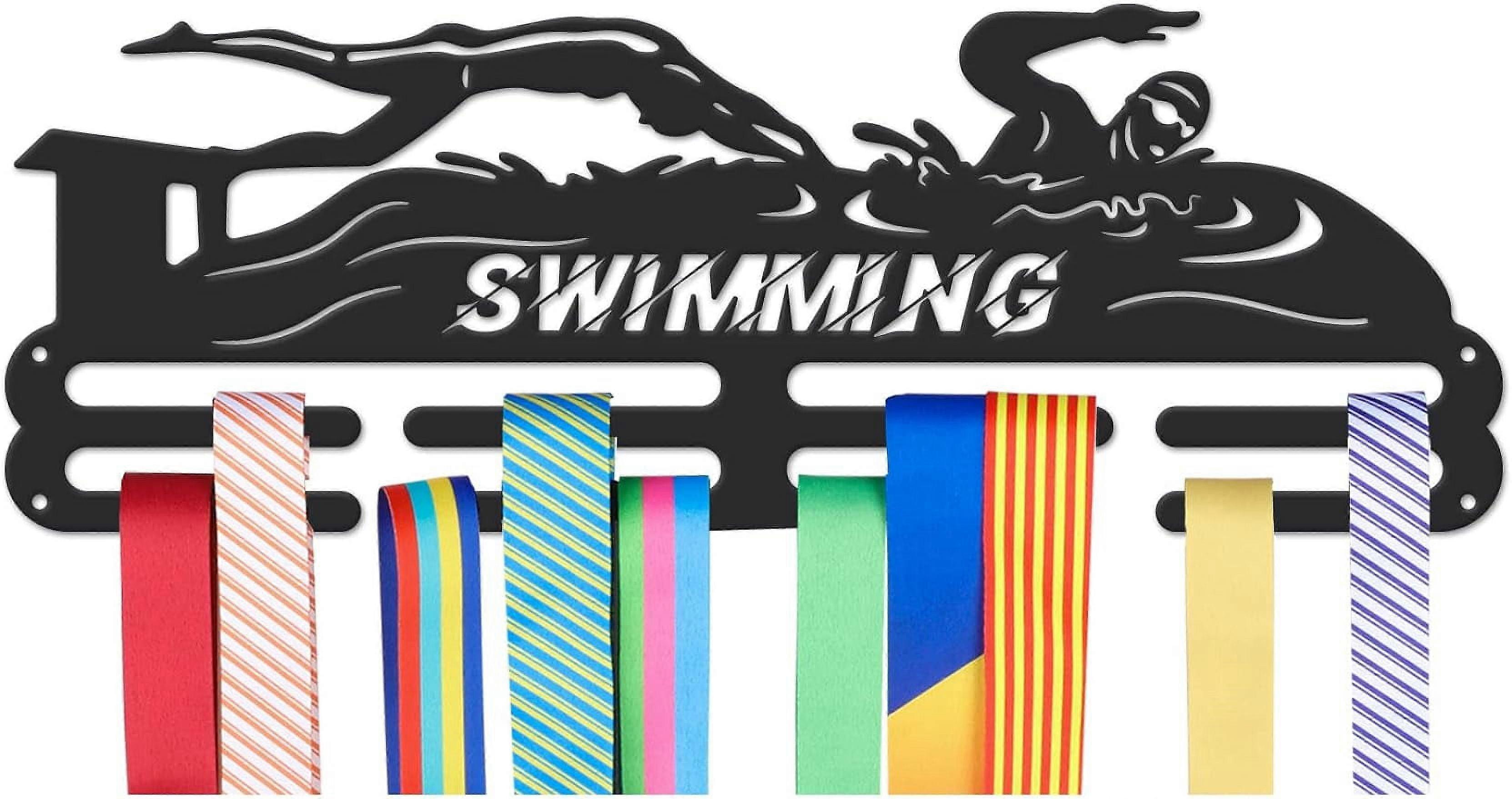Medals Hanger Display Holder Rack Swimming Theme Iron Medal Hanger Holder Display Wall Rack Sports Medals Display Wall Mounted Frame Sports Medal Hold