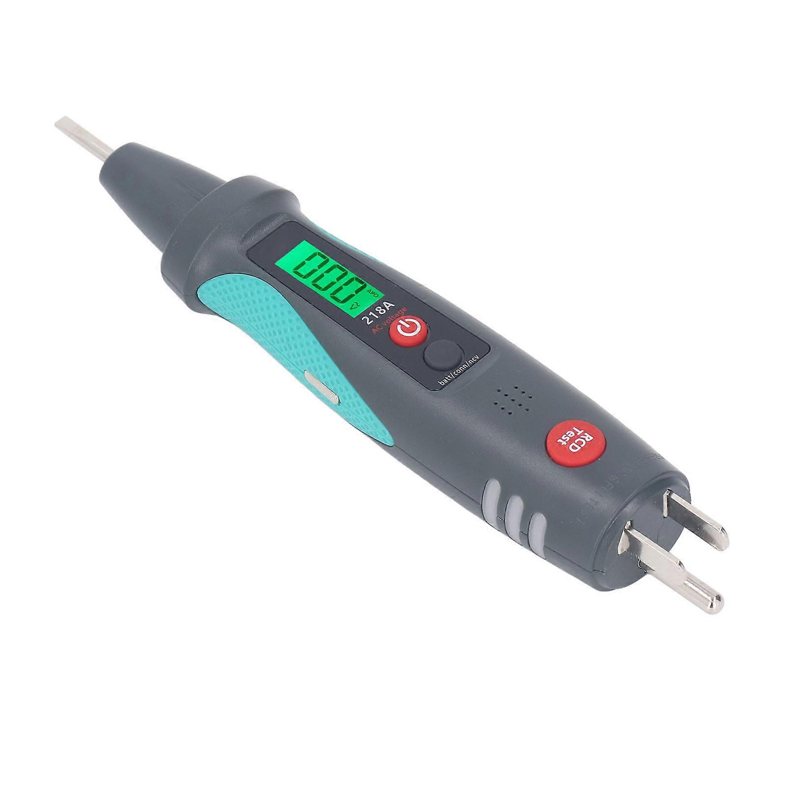 218A Socket Tester LCD-skjerm Berøringsfri Voltage Detektor Utløpstester Med Lommelykt Lysindikator AC12V300V