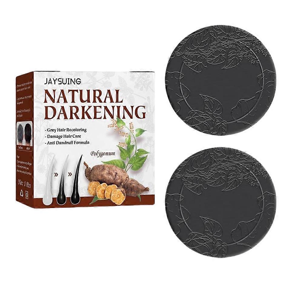 2pcs cheveux naturels assombrissant shampoing barre savon pour cheveux gris