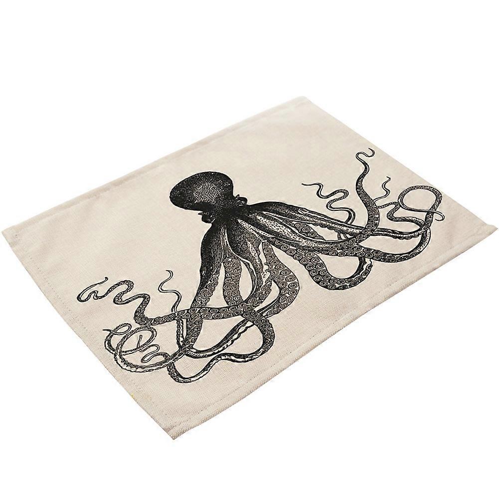 Cuttlefish Printed Anti-Slip Placemat Heat-insulation Bowl Plate Fork Table Mat(MS0005-1)