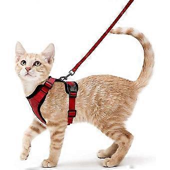 Cat Harness Pequeno Cão Leash Ajustável Gatinho Harness Red XS Reflexivo Cat Harness Collar colete respirável para coelho, gato europeu, Maine Coon, Persi