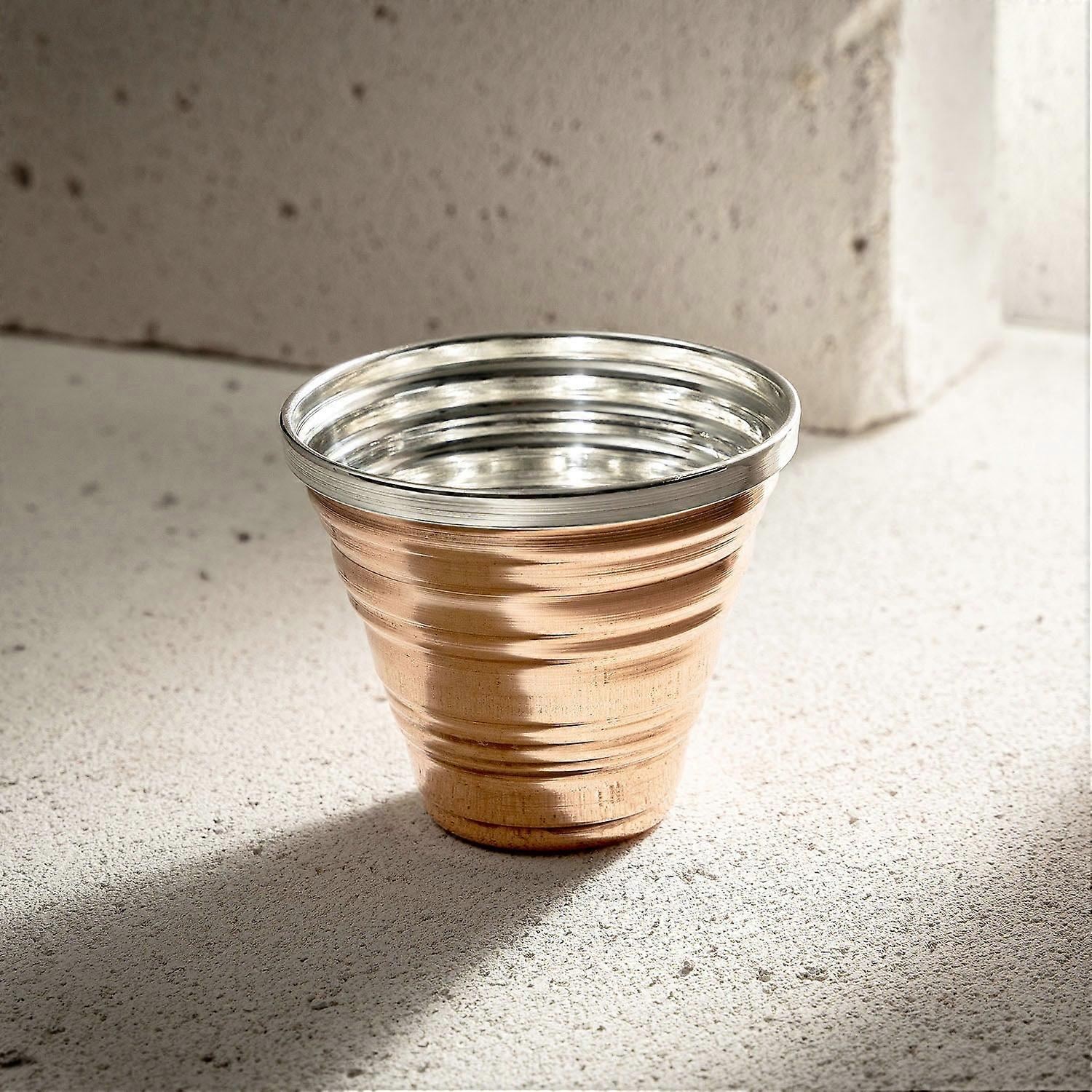 Serrated Solid Copper Tumbler - Handcrafted Elegance In 3 Unique Finishes (copper, Silver, Heat Treated)