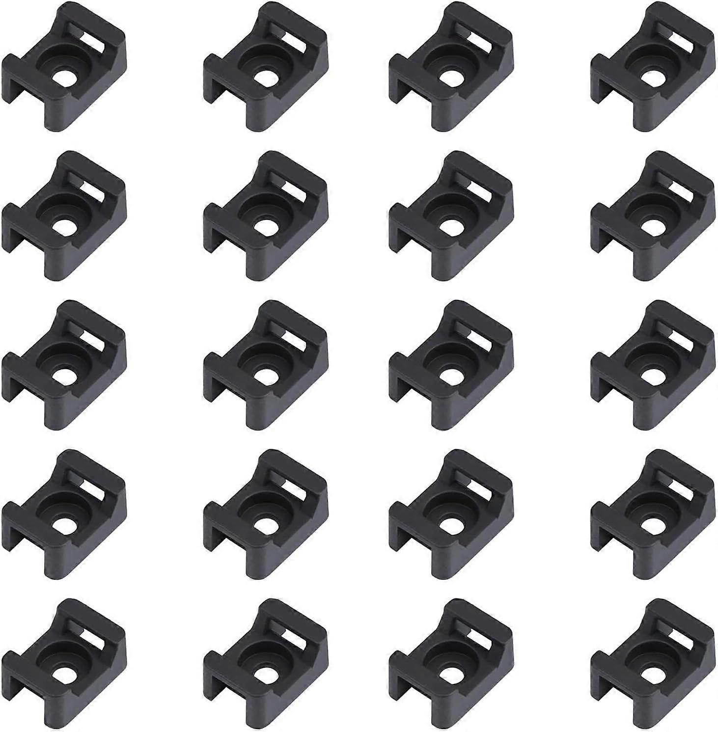100PCS Black Cable Tie Brackets 23mmx16mm Saddle Type Cable Base Bracket