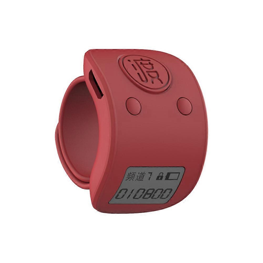 Mini Digital LCD Electronic Finger Ring Hand Counter 6 Digit Rechargeable Counters Clicker-Red