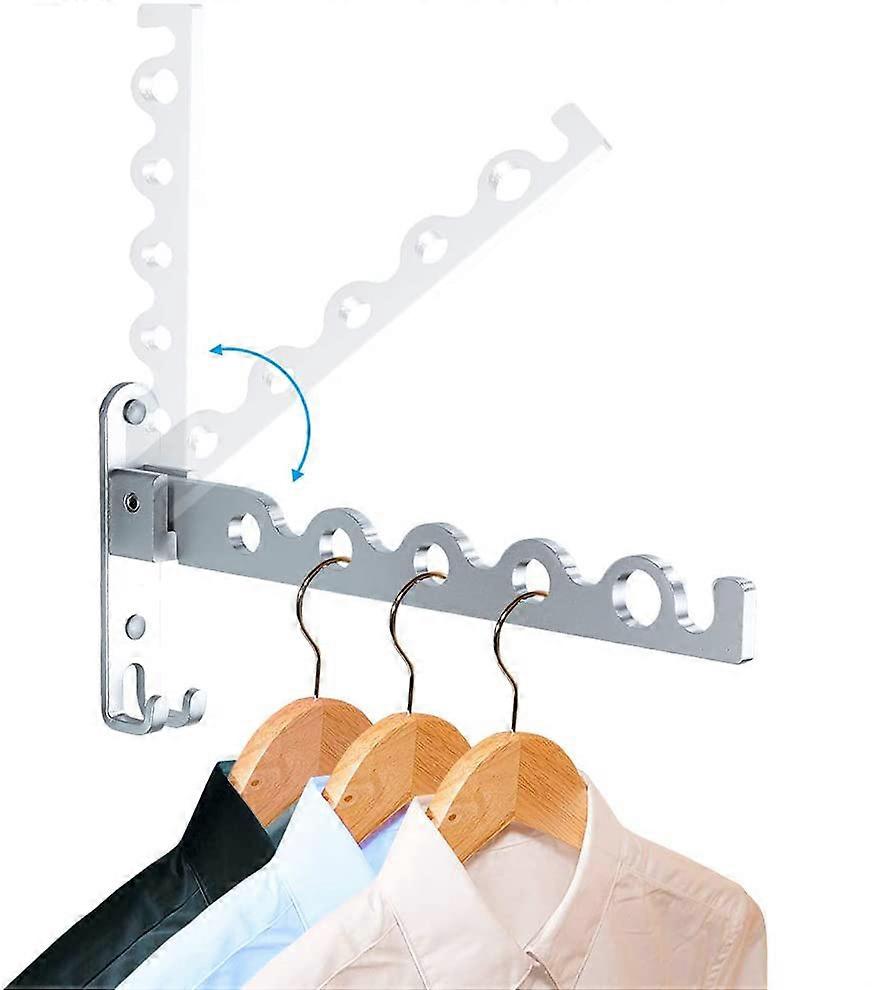 Foldable Wall Clothes Rack Hole-Free Folding Invisible Clothes Drying Pole Wall-Mounted Single Pole