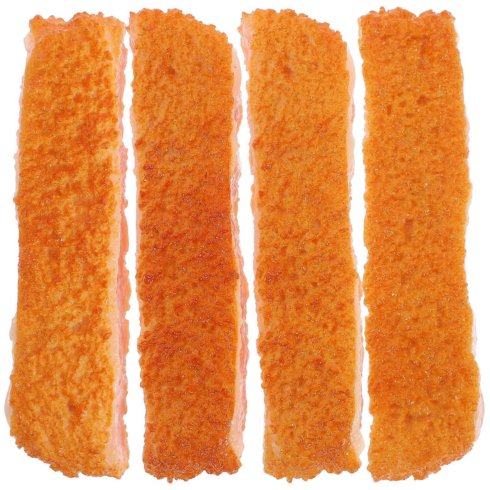 4pcs Fake Fried Food Model Simulation Artificial Food Model Fake Fried Pork Chops Props