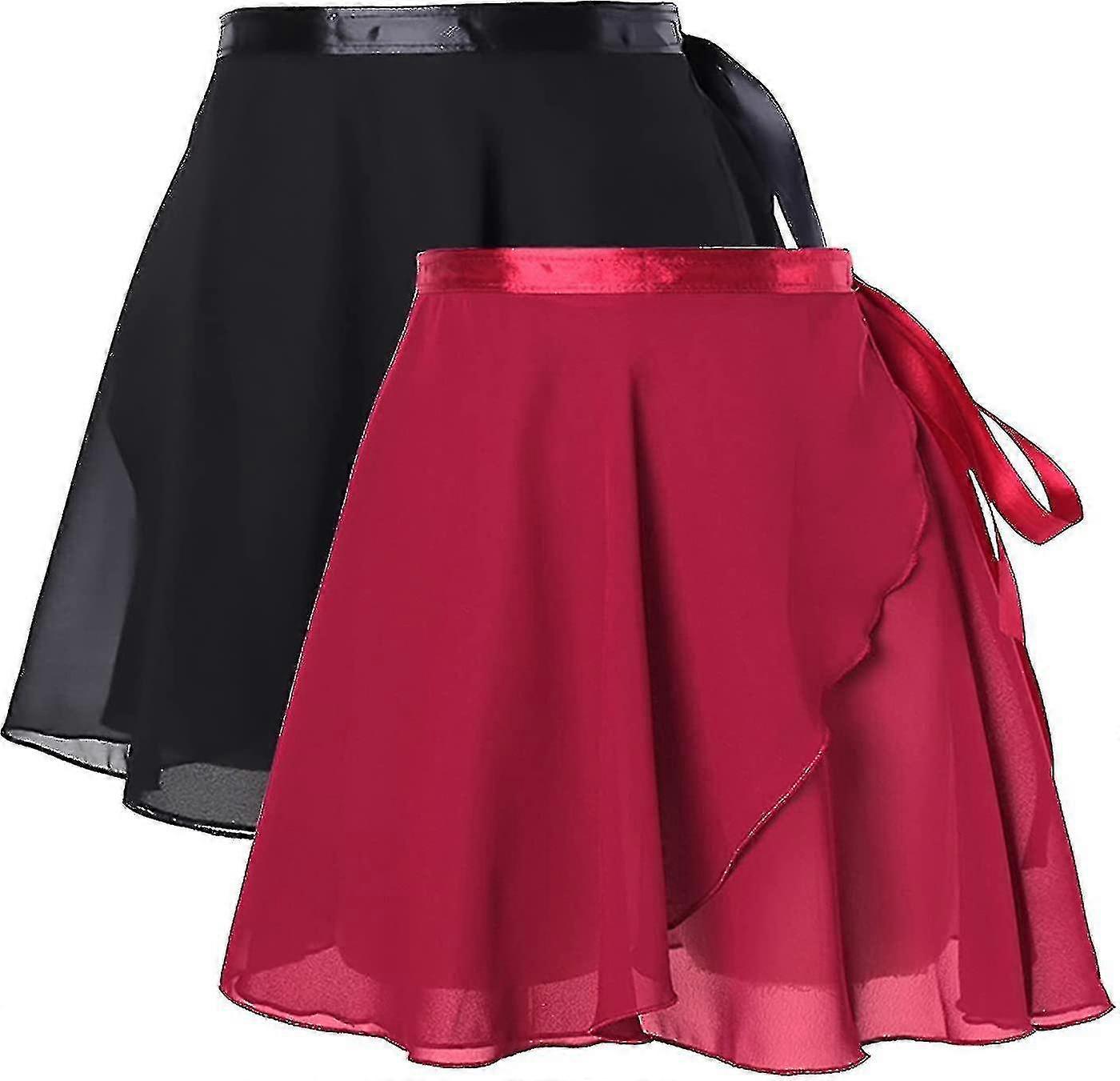 2er Pack Mädchen Ballettröcke Kleinkind Tanz Tutu Krawatte Taille Wrap Ballerina Tanzbekleidung L-2xl -c Z