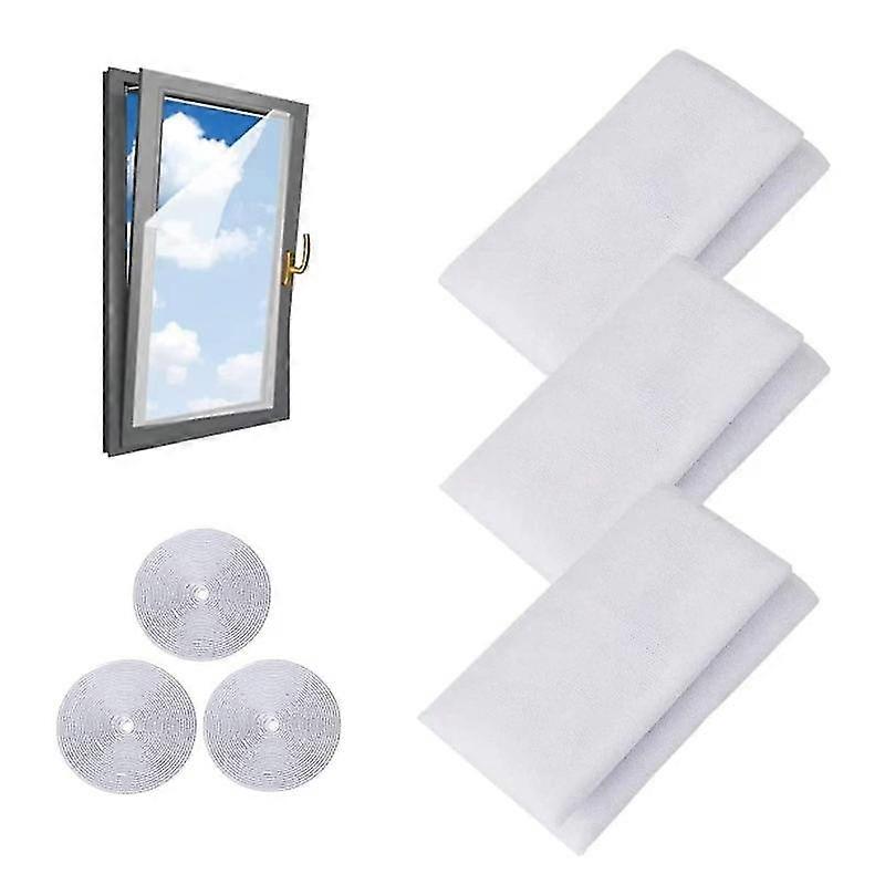 Mosquito Nets For Window,3 Pack Insect Screen Net Fly Window Screen Mesh Bug Bee Mosquito Protector With 3 Rolls Self-Adhesive Tapes (1.3m X 1.5m)