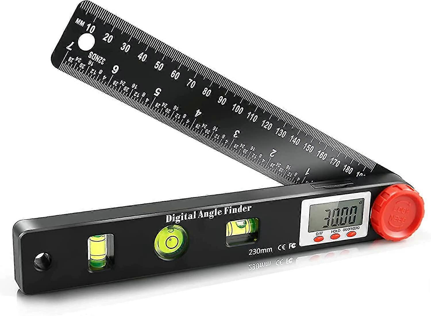 Digital Angle Finder, 0~999 Digital Protractor Ruler Bubble Level Goniometer Electronic 230mm Inclinometer