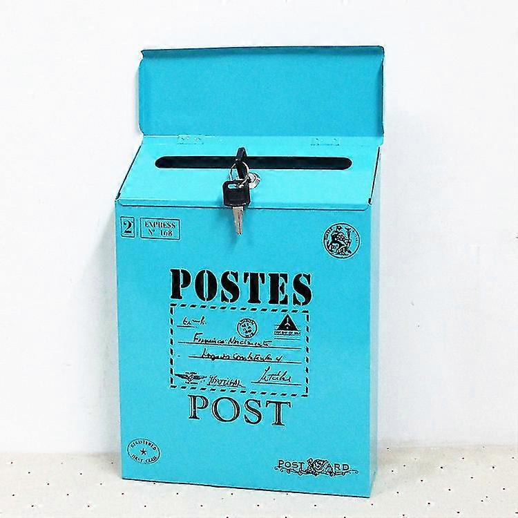 1pcs creative iron belt lock mailbox suggestion box wall hanging pastoral style letter retro wall hanging newspaper mailbox