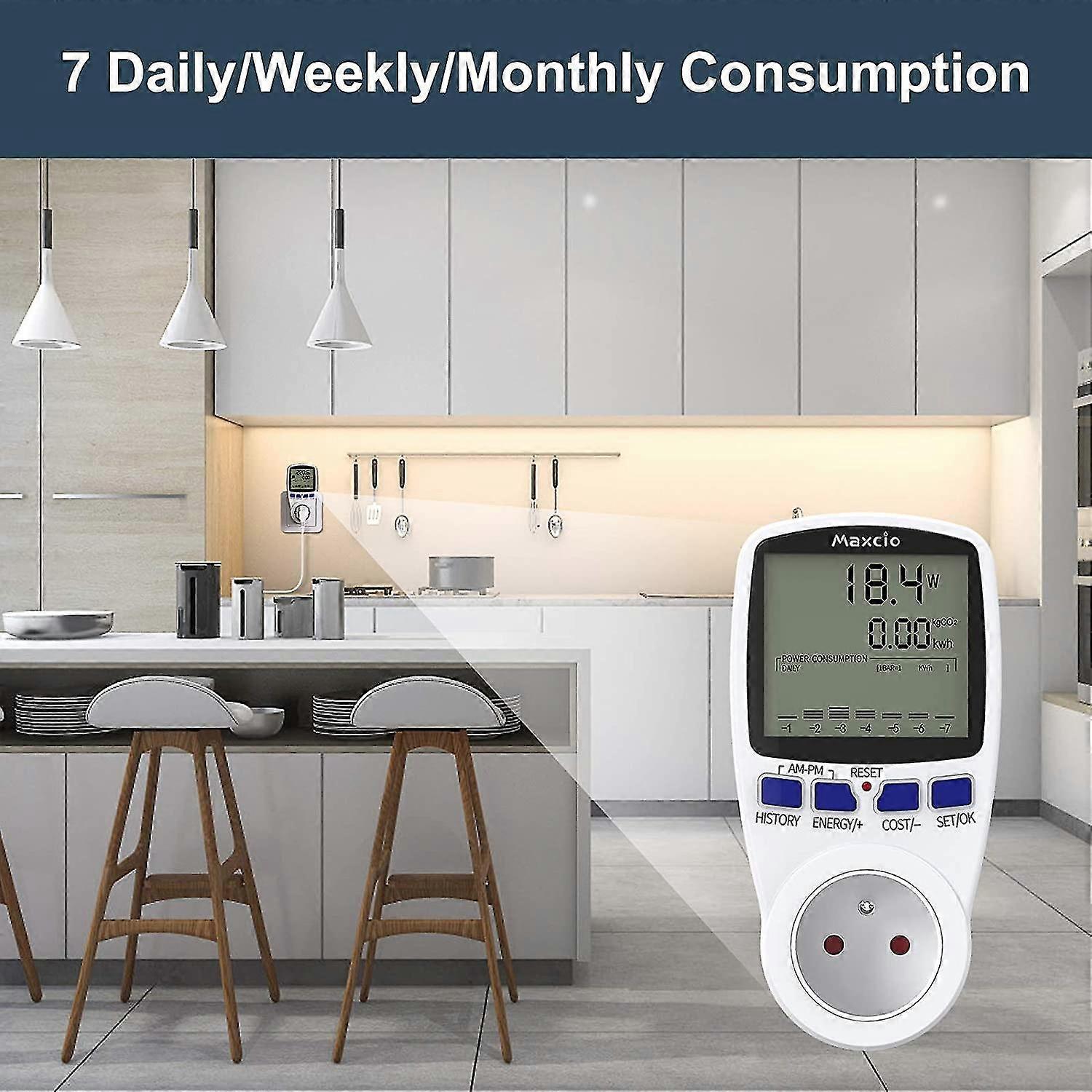 Misuratore Consumo Elettrico KETOTEK - Wattmetro 3680W Con LCD - Monitora Tensione, Corrente E Costo Bolletta - Foto 13