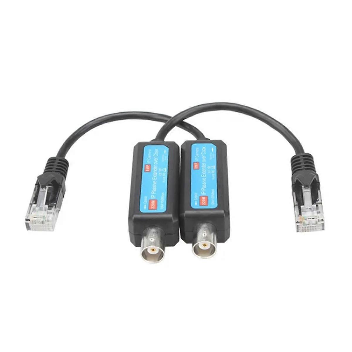 1 Pair IP Network Coaxial Transmitter Receiver Extender Safe Transmission Cables for Camera 10/100M