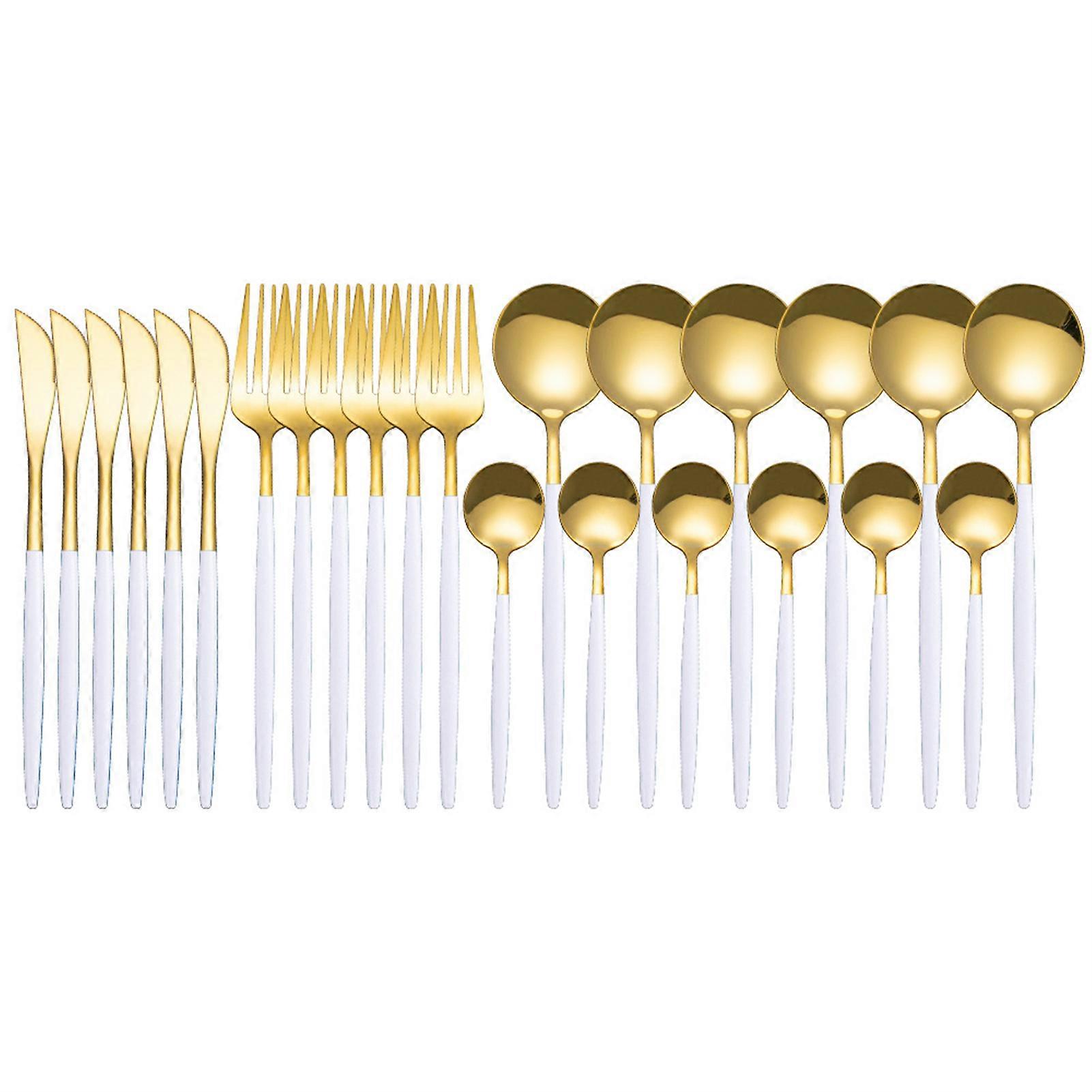 24PCS Stainless Steel Cutlery Set Elegant Mirror Polished Tableware for Wedding Thanksgiving