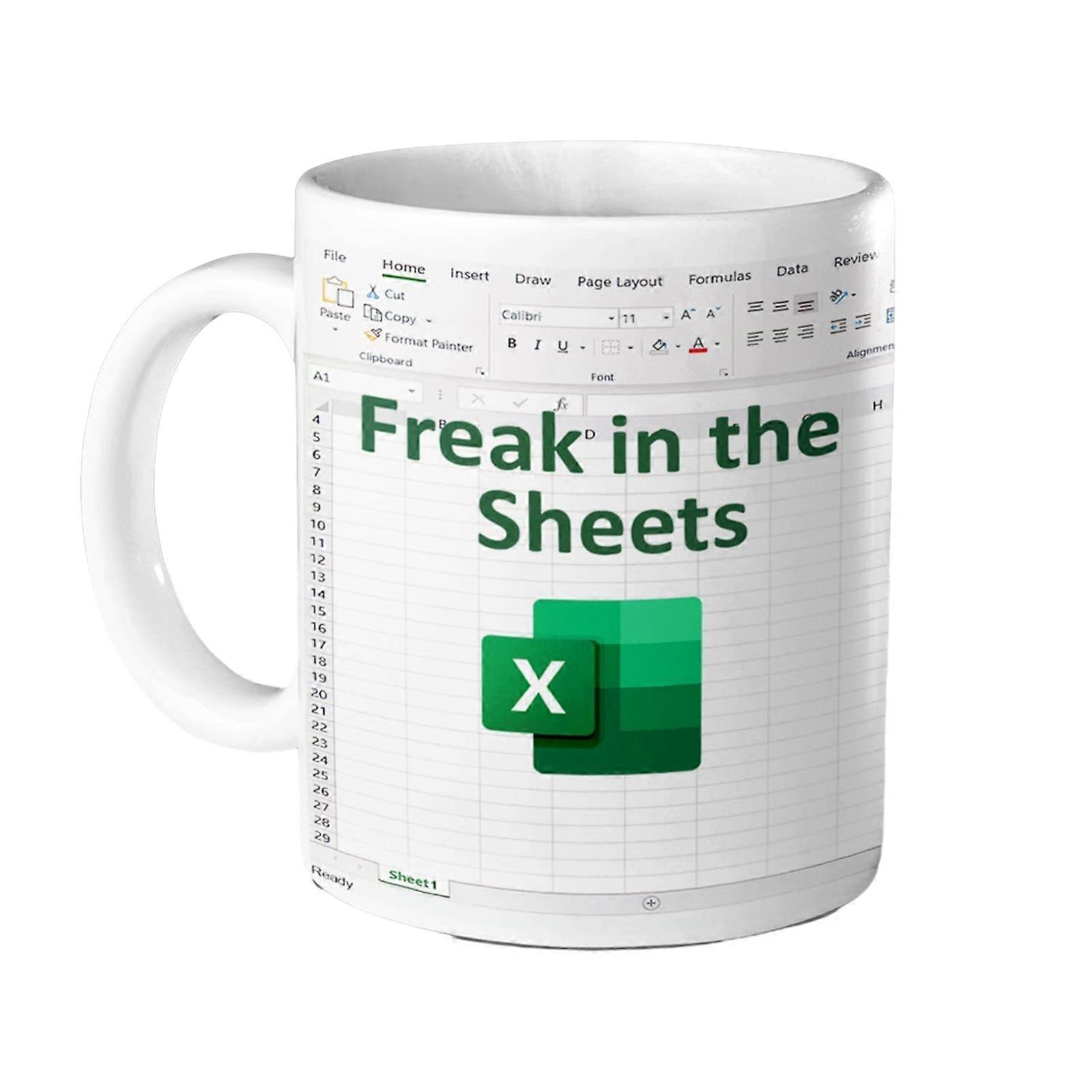 Funny Spreadsheet Coffee Cup Multi-Purpose Simple Water Drinking Cup for Home Kitchen Office