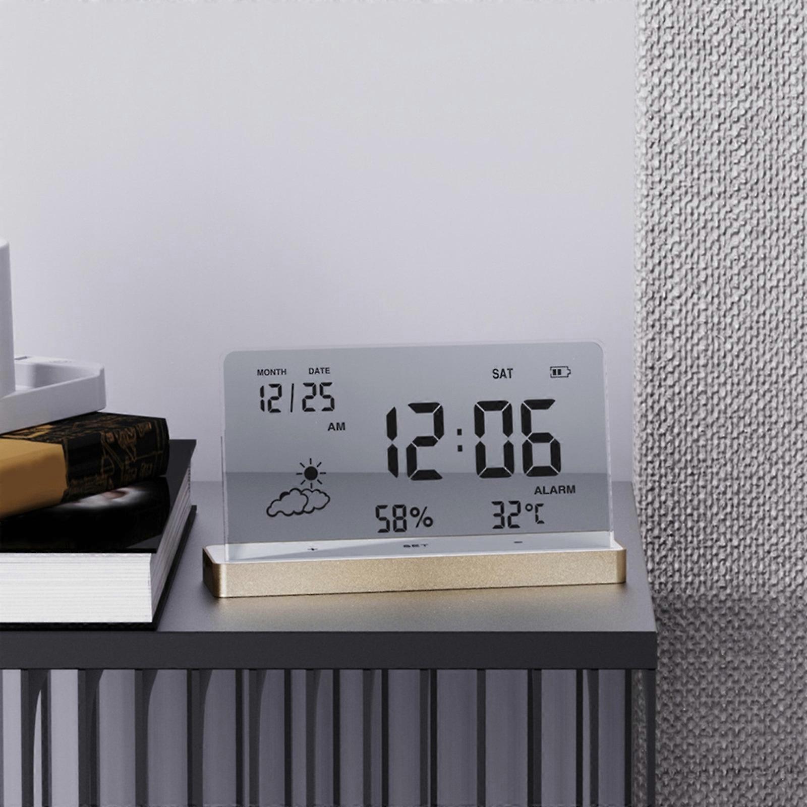 Multi-function Digital LCD Large Screen Weather Clock Indoor Temperature And Humidity Meter With Alarm Clock Weekly Calendar Weather Forecasts FLYE157