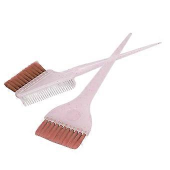 2pcs rosa glitter maniglia doppia faccia capelli tintura pennello pettine - morbido nylon capelli evidenziazione applicatore