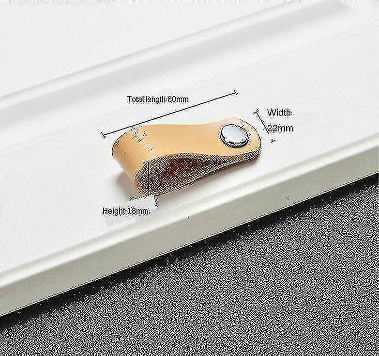 Nordic Style Cowhide Leather Wardrobe Drawer Door Handles(bright Silver)