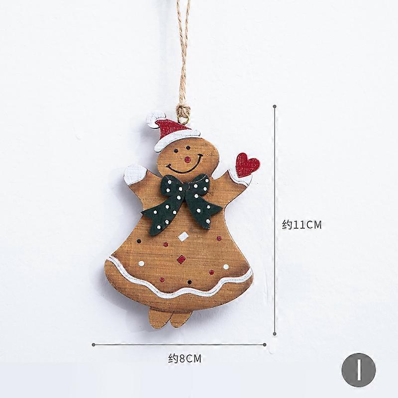 Christmas Wooden Pendants Cute Snowman Gingerbread Man Xmas Tree Hanging Ornaments DIY Wood Crafts Party New Year Decorations