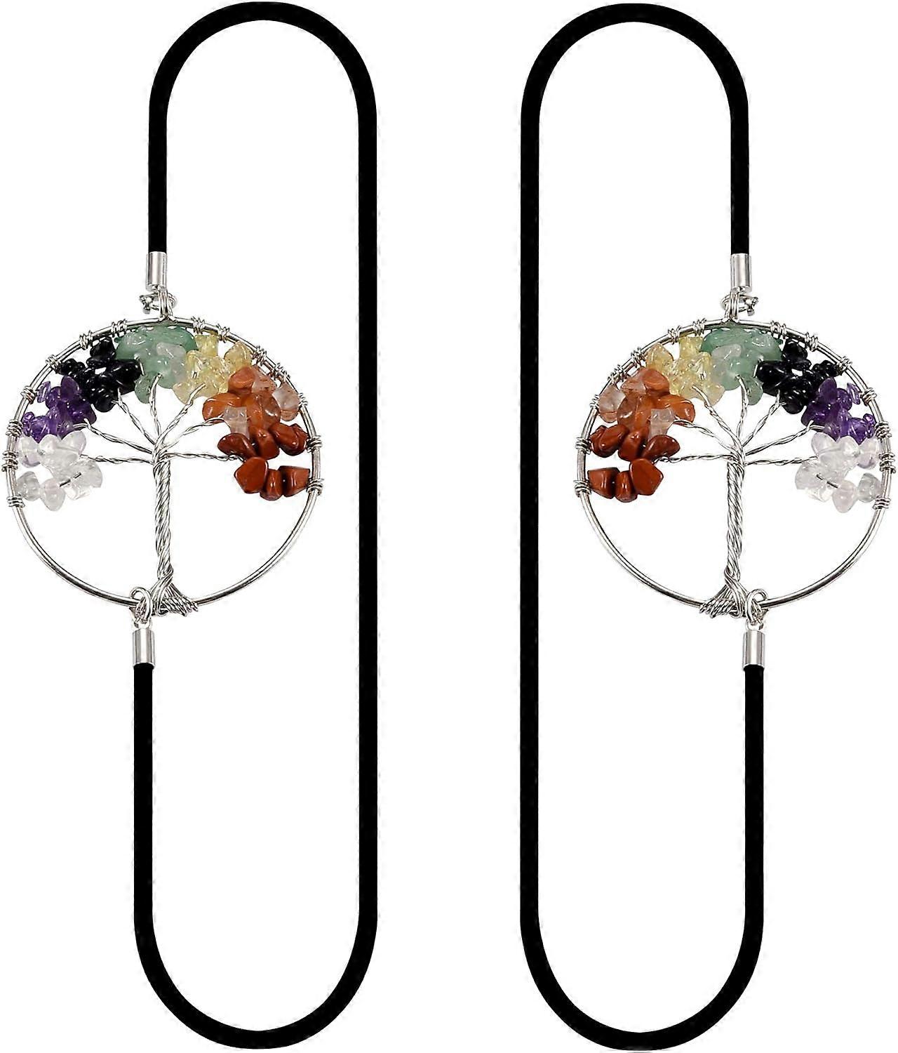 2pcs Tree of Life Notebook Elastic Band Bookmarks, Handmade Crystal Lucky Planner Band Book Page Marker for Travel Journals Daily