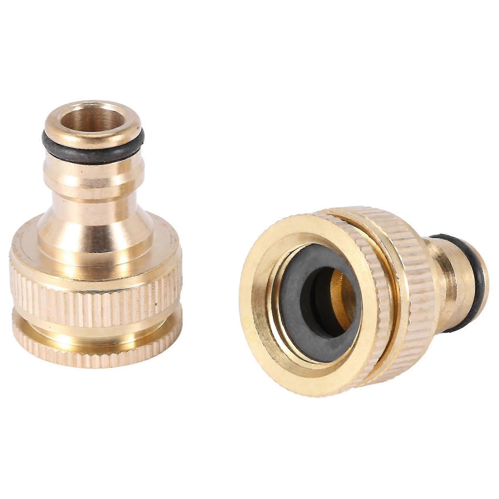 2 Pack Brass Garden Hose/hosepipe Tap Connector 1/2 Inch And 3/4 Inch 2-in-1 Female Threaded Faucet