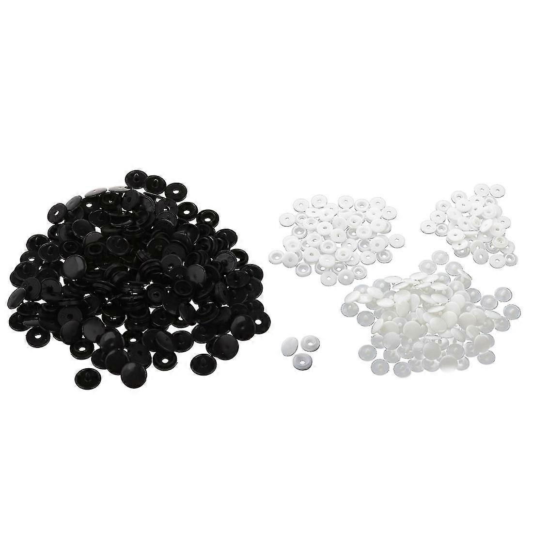 100 Pcs T3 Snaps Press Studs Scrapbook Sewing Buttons Black + White 2piece Set