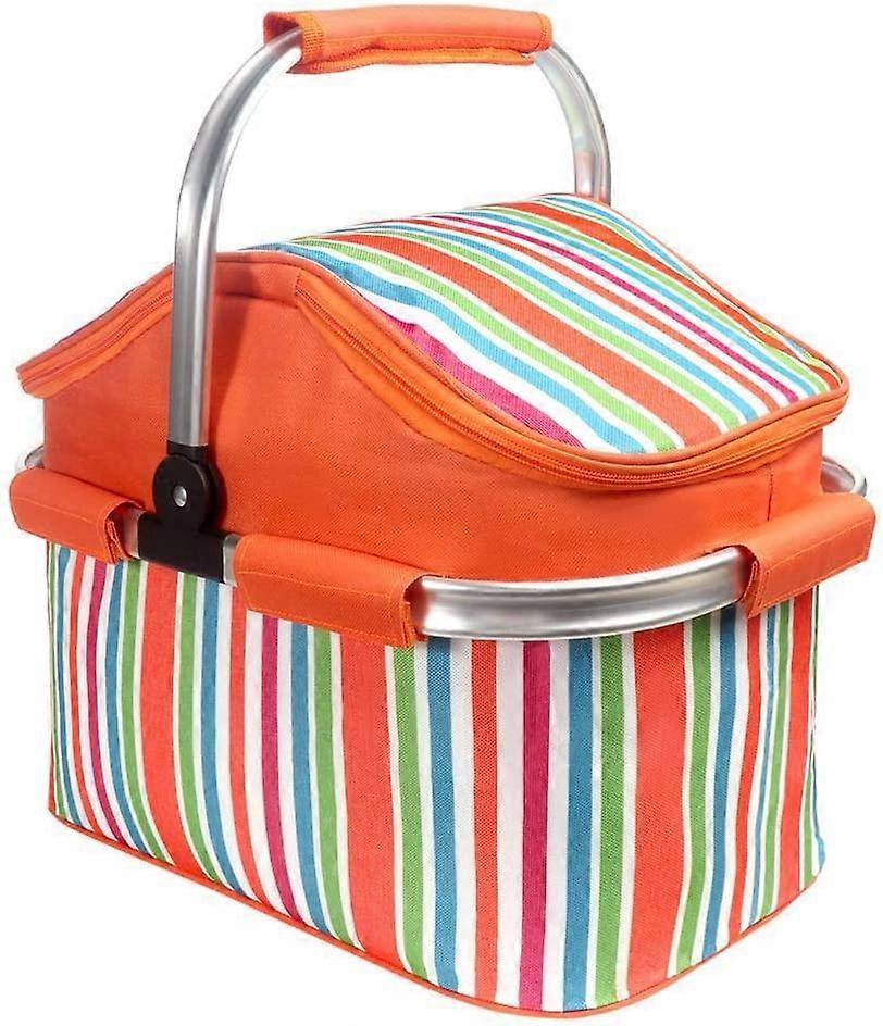 20L Insulated Folding Picnic Basket Lunch Bag(Orange)
