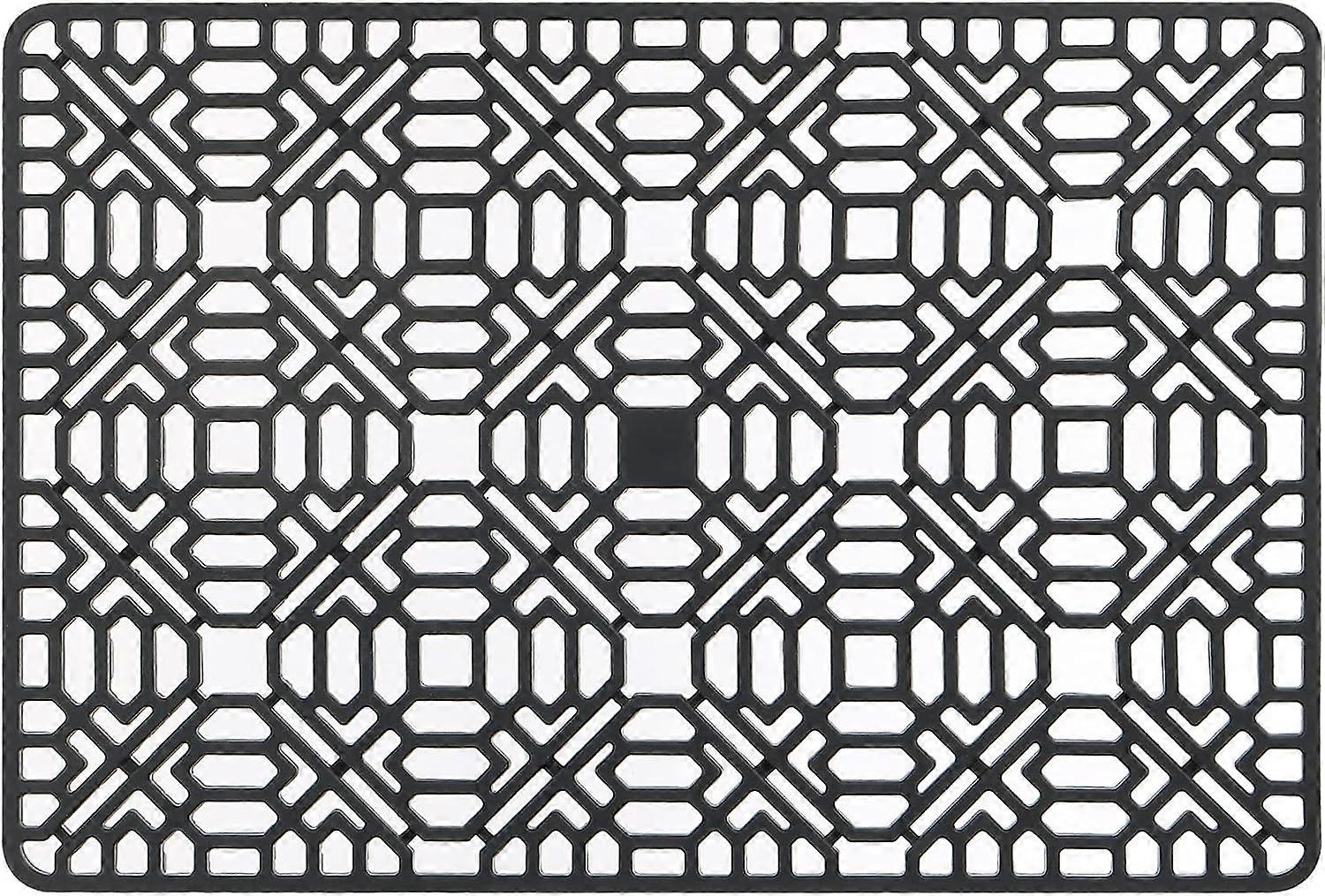 Silicone Sink Mat, Black Sink Mat for Placing and Drying Cutlery, Non-Slip Sink Liners