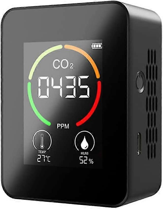 Ανιχνευτής CO2, ελεγκτής διοξειδίου του άνθρακα CO2, επίδειξη των οδηγήσεων, οθόνη θερμοκρασίας και υγρασίας αέρα για το σπίτι, το γραφείο, το γυμναστήριο, το αυτοκίνητο (αισθητήρας TVOC-μαύρος)