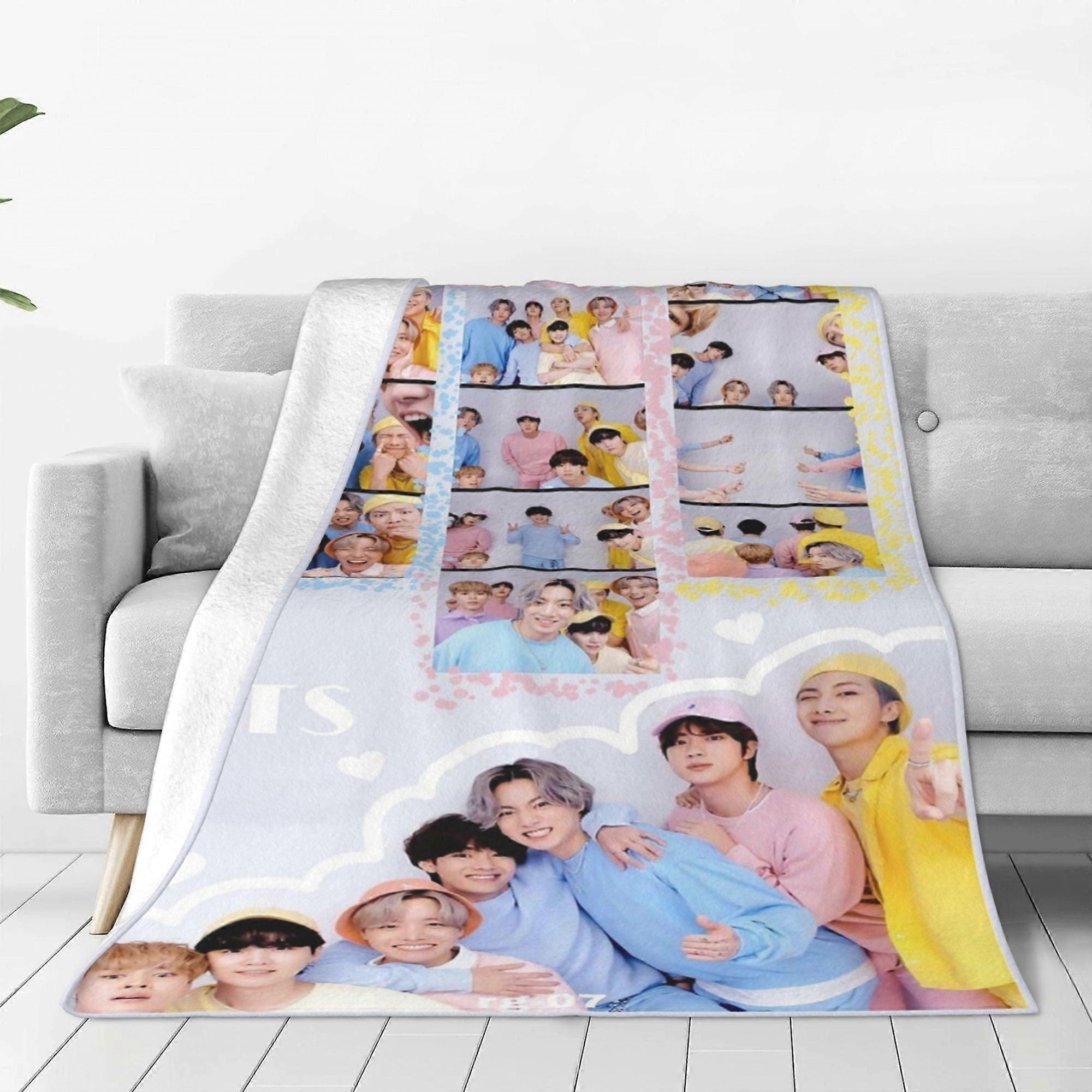 Kpop Bt21 Flannel Blanket BTS BT21 Official Goods Outdoor Four